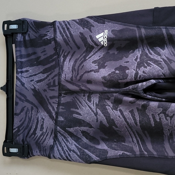 Adidas x Zoe Saldana Collection 7/8 Black & Grey Patterned Leggings XS - Picture 3 of 14